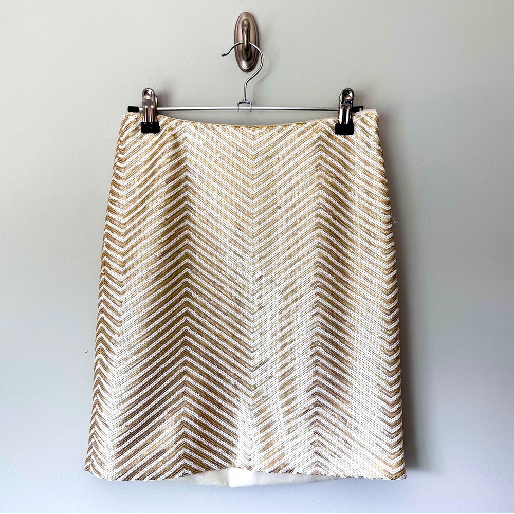 Banana Republic Gold & White Sequin Skirt